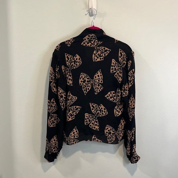 Milly black bow print blouse 8 - Picture 4 of 4